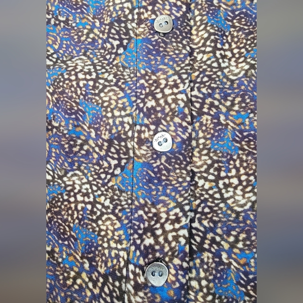 Bl^nk London Anthropologie Midi Dress Womens S Black Blue Tan Animal Print Boho - Picture 10 of 15